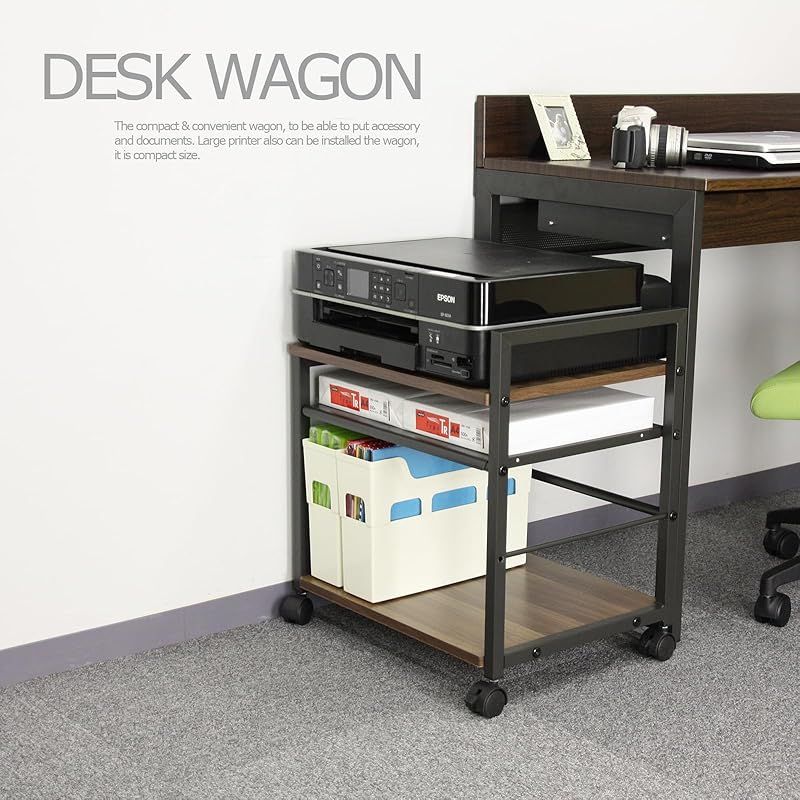 PJC7001-BK プリンター台 3段 プリンターワゴン プリンターラック キャスター付き デスクの下に収納 1 MARWIL-DEMENAGEMENTS_CH