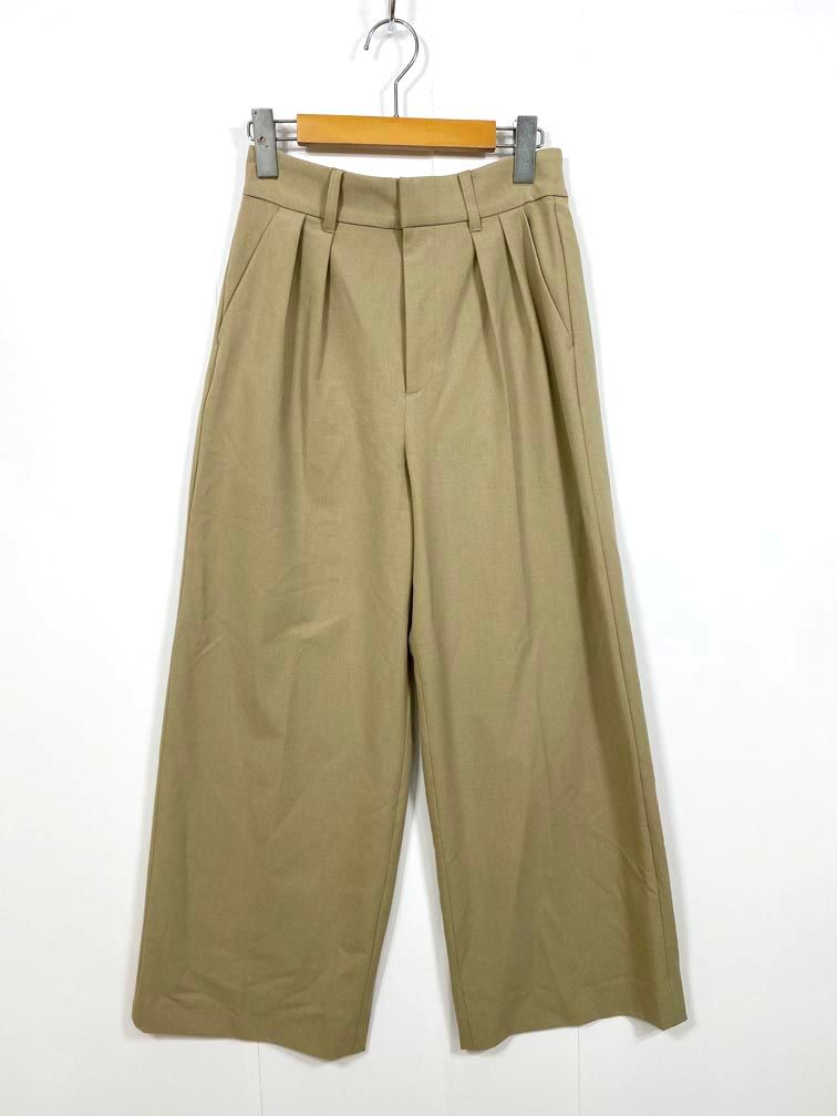 UNFILO アンフィーロ PRUMCW0304 定価8990円 タックワイド パンツ sizeS|ベージュ レディース