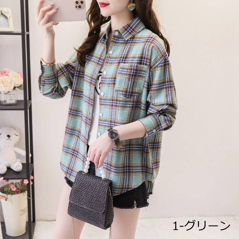 チェックシャツ レディース 未使用 長袖 ロングシャツ 秋物 秋服 