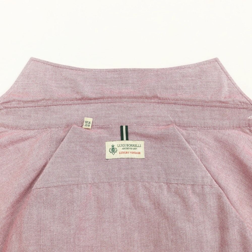【中古】ルイジボレッリ ラグジュアリーヴィンテージ LUIGIBORRELLI LUXURY VINTAGE オックスフォード ホリゾンタルカラーシャツ ボルドーxホワイト系【サイズS】【メンズ】-7
