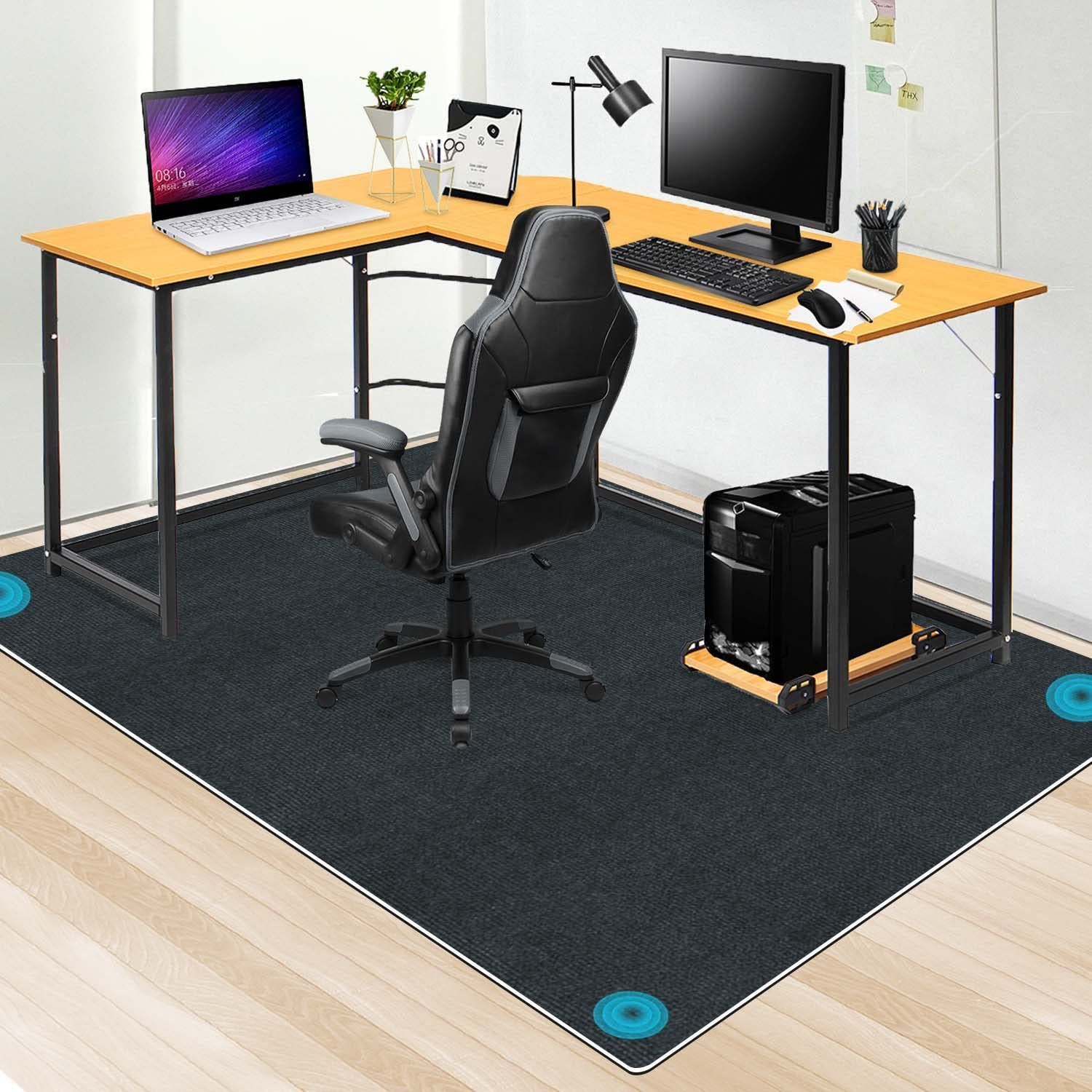 HUIJIE デスクチェアマット【大判サイズ160×140cm 】 4ｍｍ 椅子 マット フロアマット 防音 床保護マット ゲーミングチェア マット デスク 床 マット 吸音 特大 滑り止めマット 傷防止マット 丸