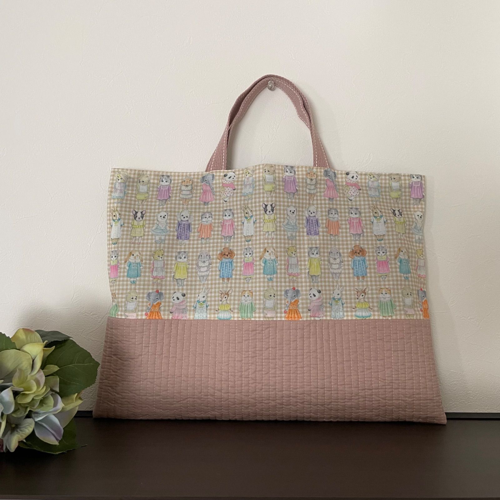 【HOT，お買い得】 レッスンバッグ　ユキエモン　ヌビ　イブル　キルト　handmade 手提げ・レッスンバッグ・入園グッズ