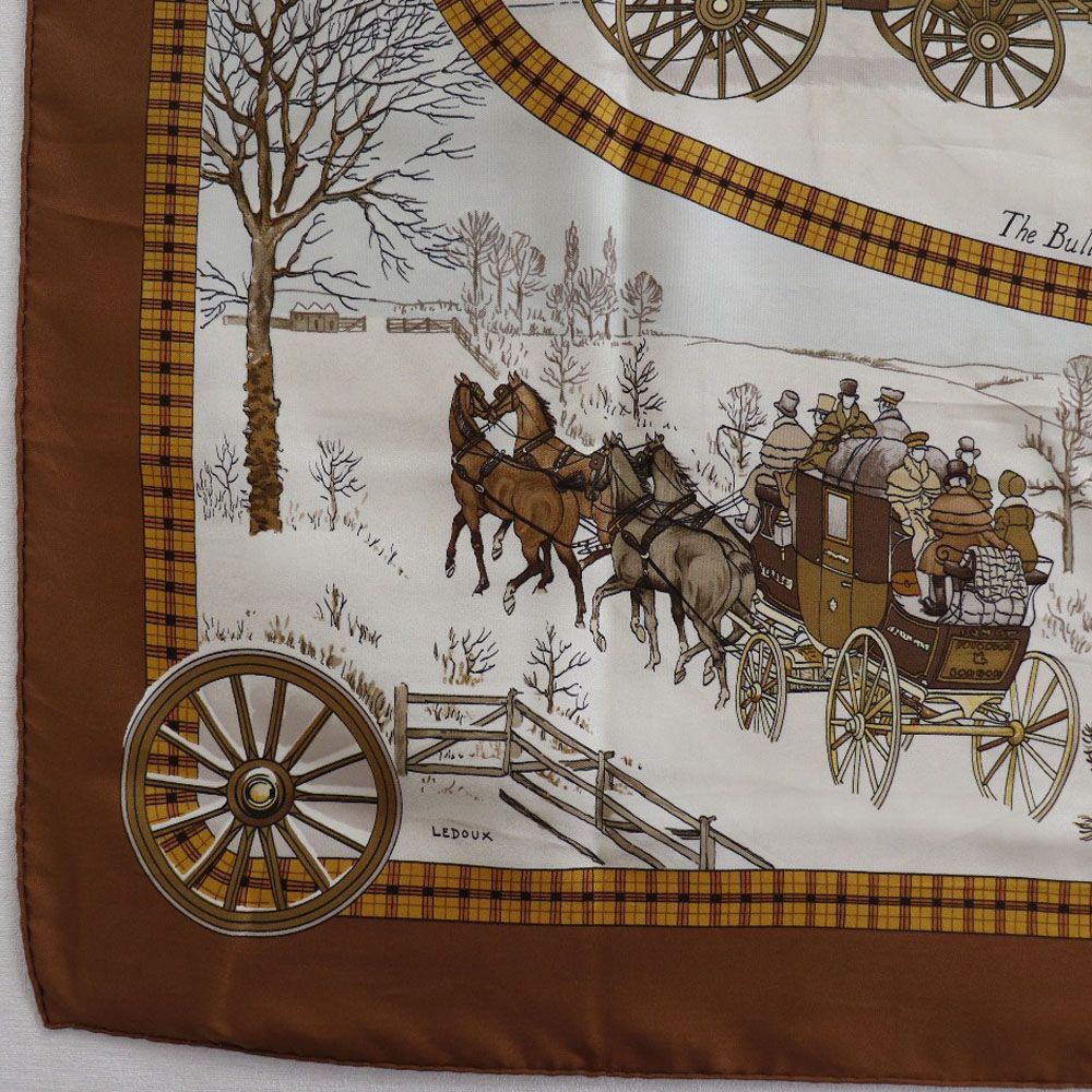 HERMES】エルメス カレ90 LHIVER EN POSTE 冬の郵便馬車 シルク