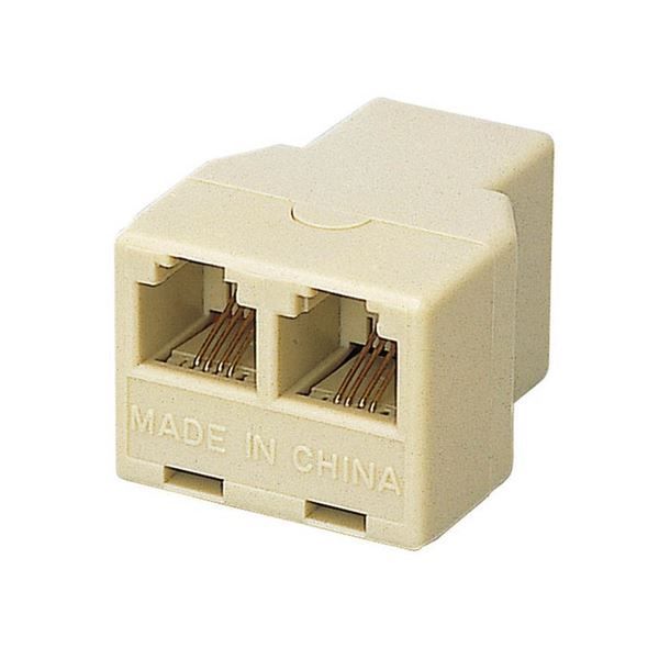 (まとめ) エレコム モジュラ2分岐延長アダプタ 6極4芯 ベージュ AD-MJFBE 1個  