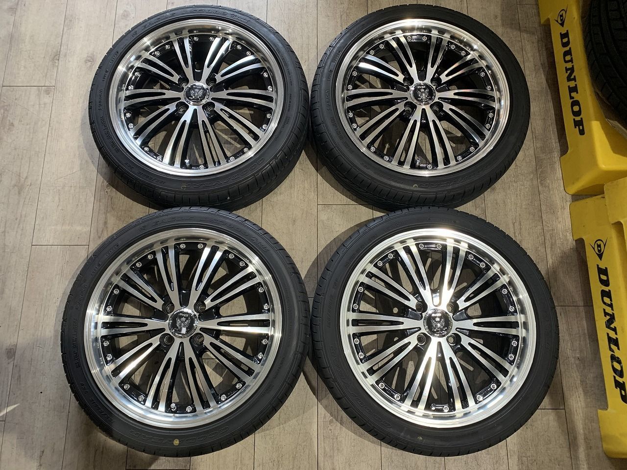 【2502034】LOXARNY 16インチ 5J +45 PCD100 4H + GOODYEAR 165/50R16 2023年 7mm 軽自動車 ワゴンR タント N-BOX N-WGN ムーヴ スペーシア アルト ミライース ハスラー  等