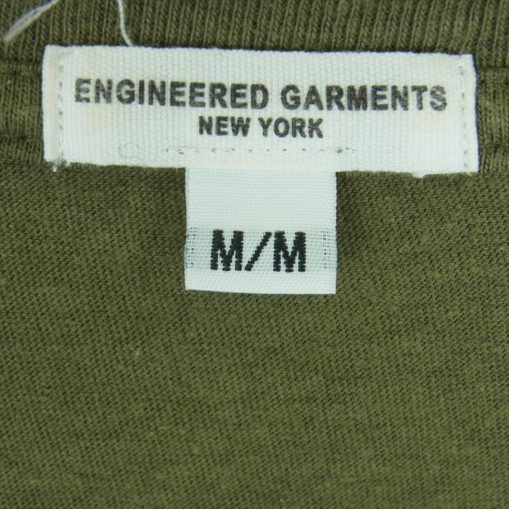 Engineered Garments エンジニアードガーメンツ 無地 クロスネック ポケット 半袖 Ｔシャツ オリーブ系 M【中古】