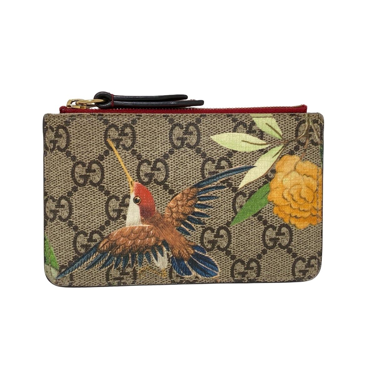 GUCCI グッチ コインケース グッチティアン 424898 ベージュ×ダークブラウン×マルチ キーリング付き