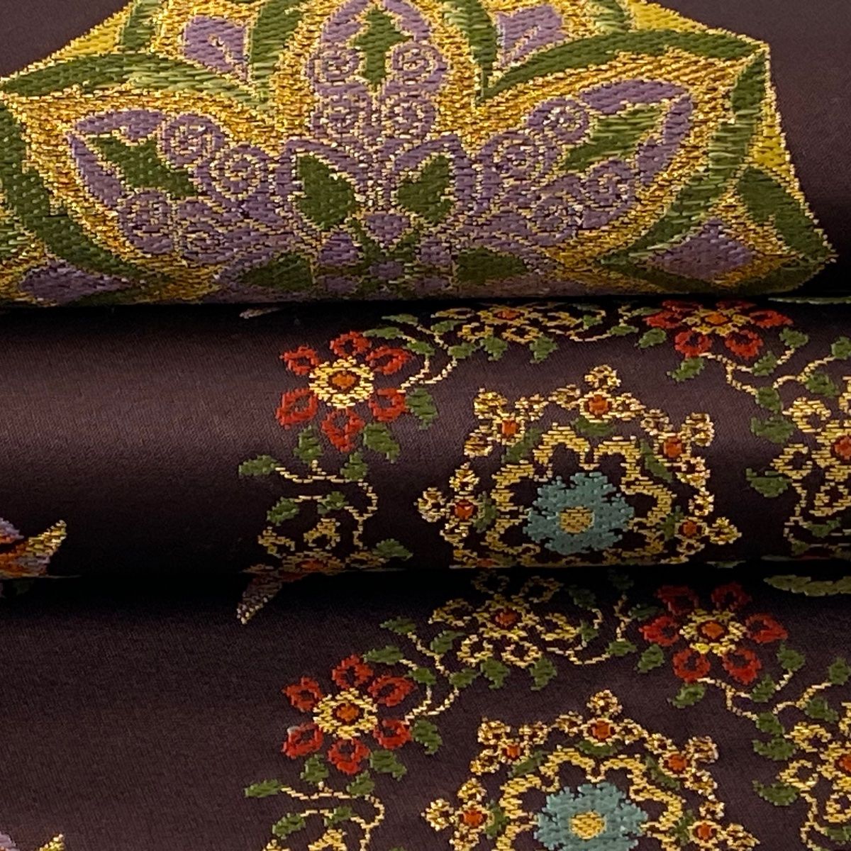 たつむら製袋帯　紫色　金糸 240926-i24092602c.jpg