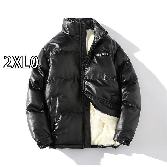 2XL0 メンズ ファッション 服 男性用 オシャレ シンプル 大人 かっこいい 大きいサイズ ストリート 紳士服 コットンコート 冬 ベルベット 厚手 PU エコ レザー シェルパ ジャケット ブレッド コート コットン ジャケット 冬服