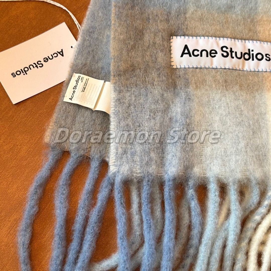 新品未使用Acne Studios アクネストゥディオズ マフラー スカーフ モヘアチェック ストール ブルー ピンク - メルカリ