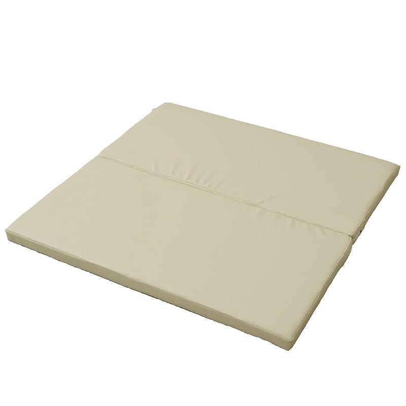 山善 プレイマット 赤ちゃん 90×90cm 厚み5cm 正方形 2つ折り マット 床 フロア 完成品 アイボリー IRM-9090F2C IV