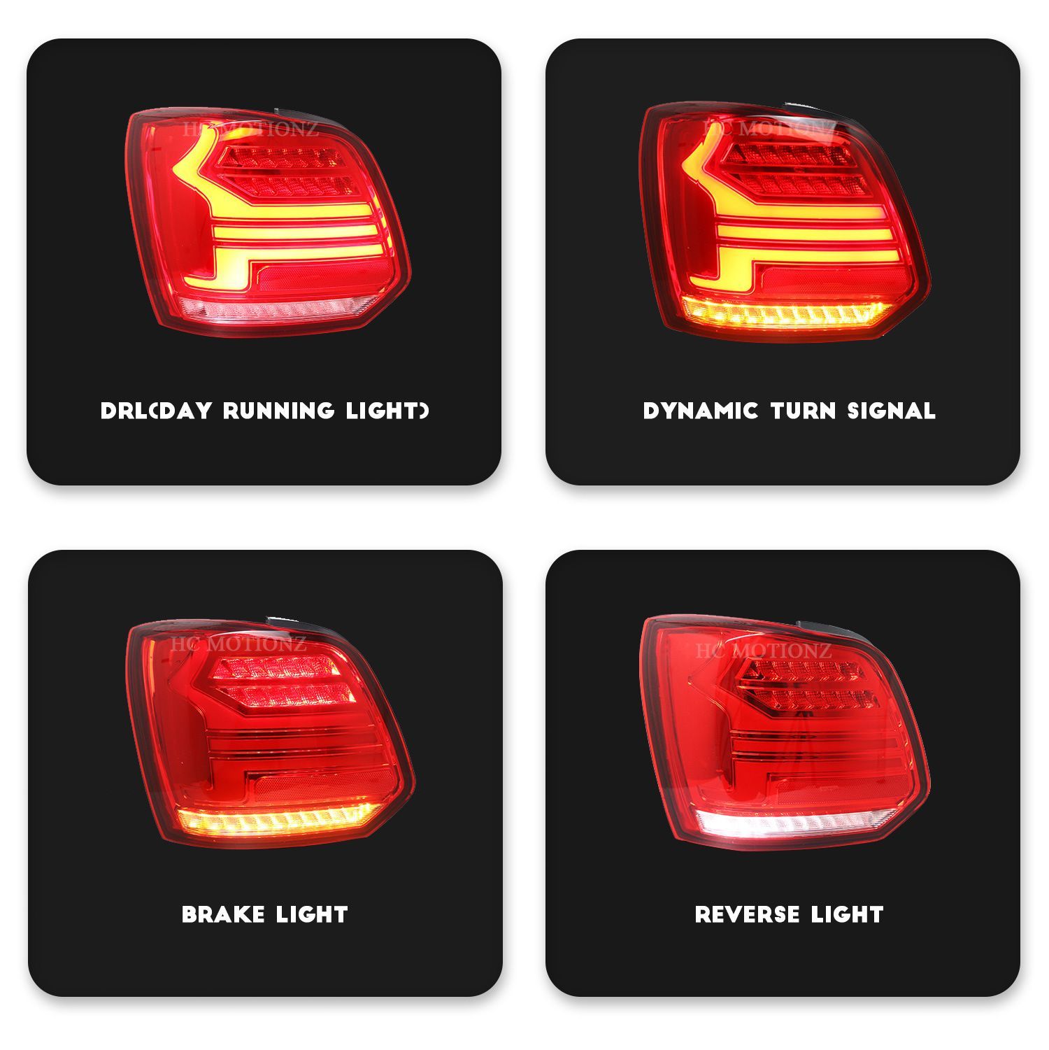 VW ポロ 11-19年モデル LED 流光ターンシグナル テールランプ アセンブリ 左右セット 10.13 FFCRYSTALESIA_COM