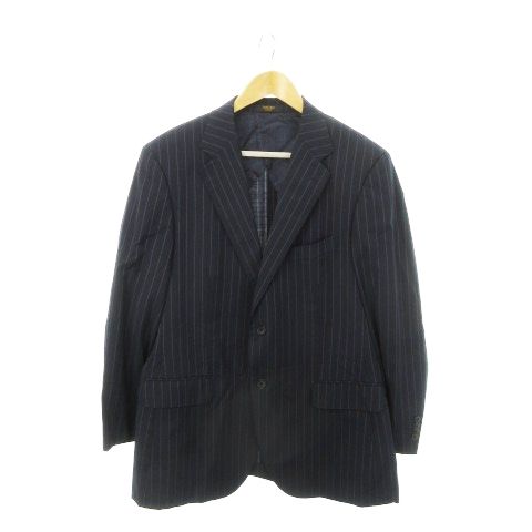 サヴィルロウ Savile Row シングルスーツ セットアップ 2点セット テーラードジャケット 背抜き スラックス モヘヤ混 ストライプ 100BE6 紺 ネイビー MN8 GY44 WWW_NOITHATQUANGTHANH_NET