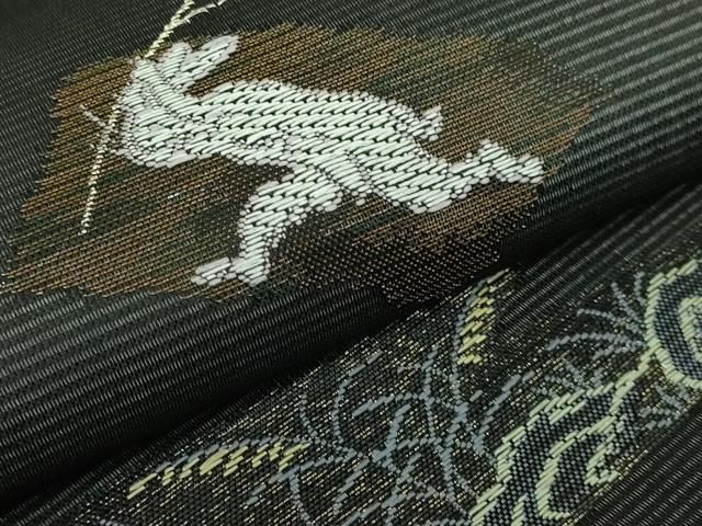 九寸名古屋帯 鳥獣戯画