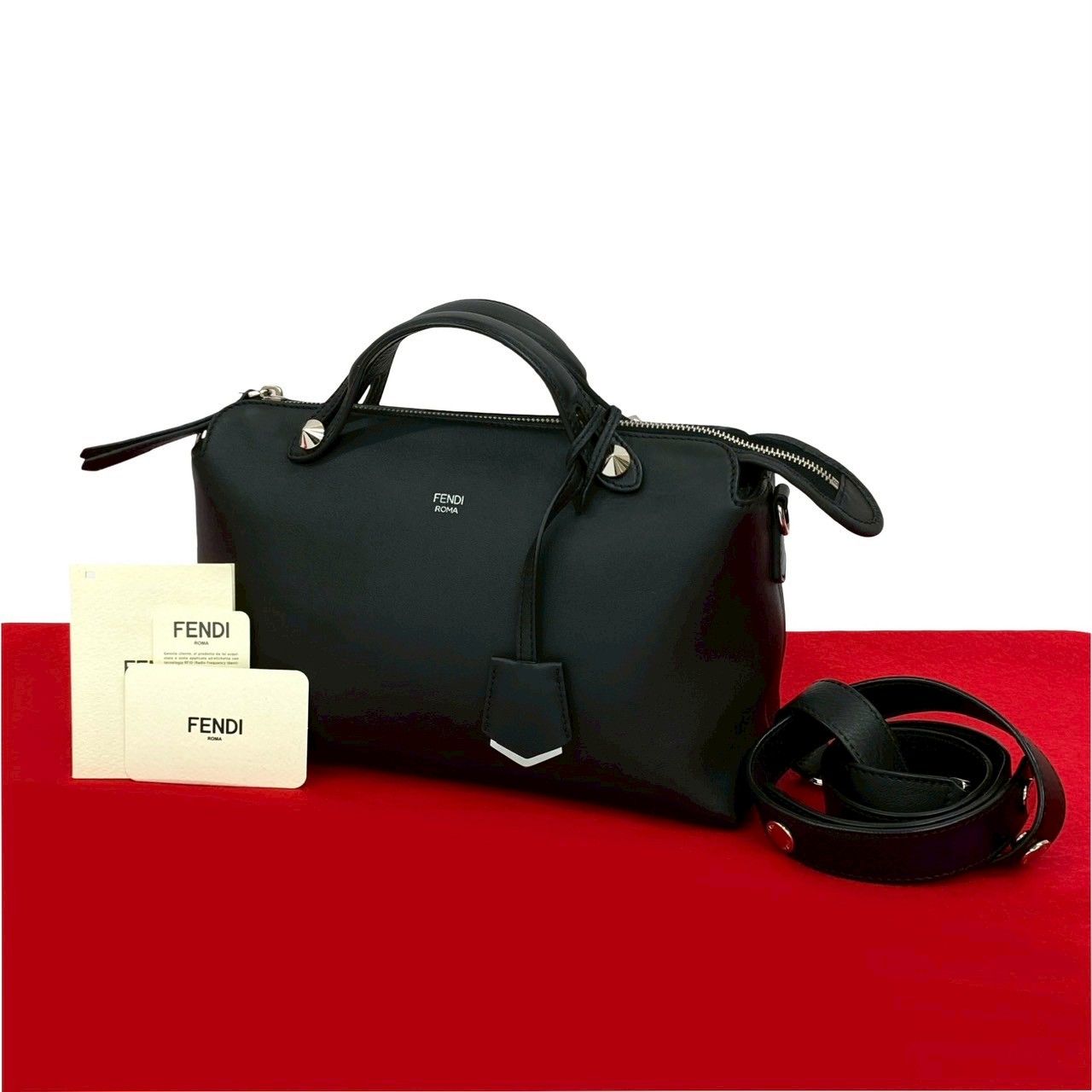 c52【極美品】フェンディ　ミディアム　バイザウェイブラック2wayショルダー. 極 美品 FENDI フェンディ バイザウェイ ミディアム レザー 本革