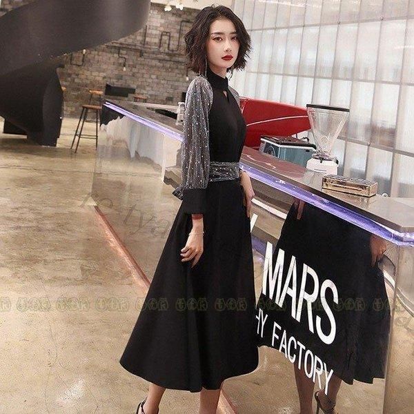 ウエディング パーティードレス ミモレ丈 結婚式 ワンピース 服装 大きいサイズ 大人 上品 女性 20代30代40代フォーマル 成人式 食事会 二次会 披露宴 卒業式黒