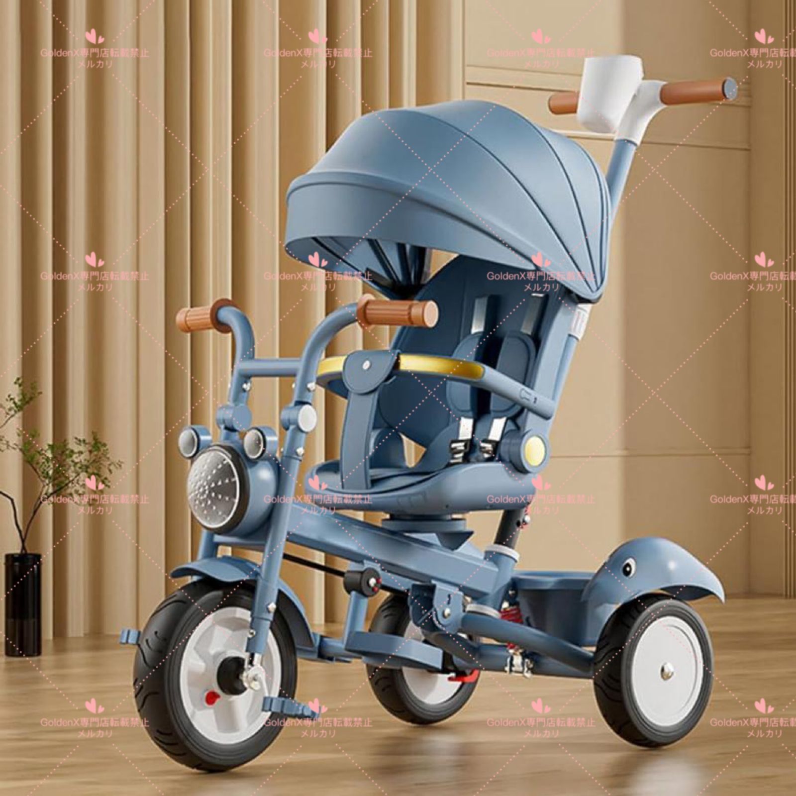 子供用三輪車 乗用玩具?三輪車 三輪車 折りたたみ キッズバイク 手押し棒付き 日よけ付 1歳から5歳までの赤ちゃんへのギフト