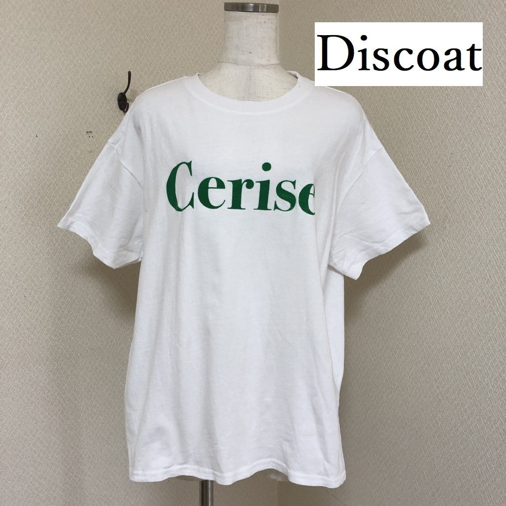 新品未使用 DiscoatフロッキープリントTシャツ ホワイト 白-