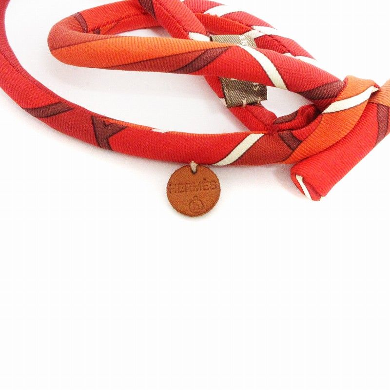 エルメス プティ アッシュ ブリッド ドゥ ソワ ブレスレット ベージュ レッド マルチカラー シルク レディース HERMES 【中古】 エルメス HERMES プティアッシュ ブリッド ドゥ ソワ ダブル