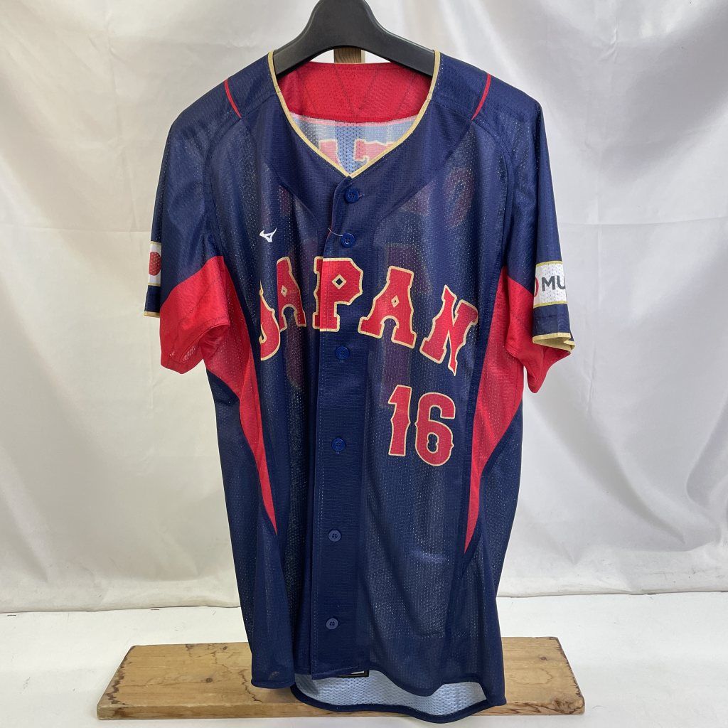 01w-4597 〇 ミズノ 2025WBC 16大谷翔平 オーセンティックユニフォーム ビジター ネイビー Mサイズ ポリエステル 12JCAU2828