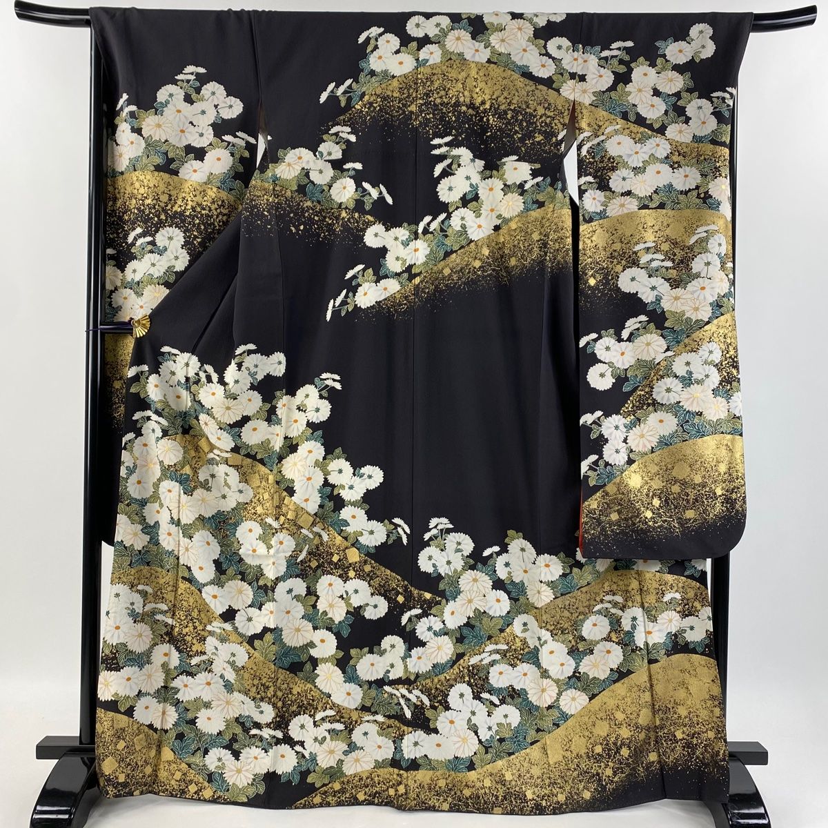 振袖フルセット 身丈163裄65 豪華振袖 緑 チャコール 刺繍柄 シンプル 振袖フルセット 身丈163裄65 豪華振袖 緑 チャコール 刺繍柄