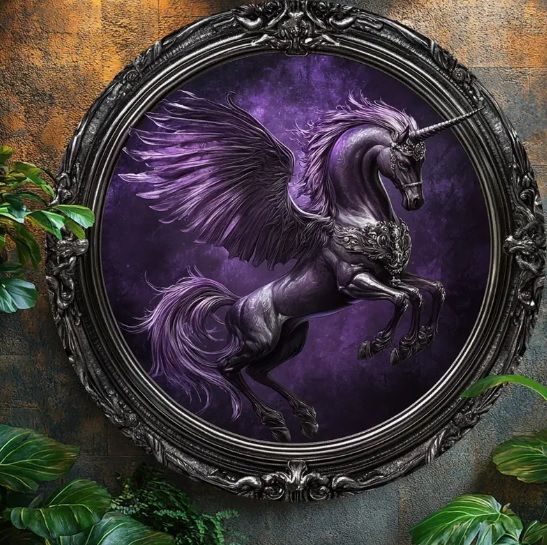 入荷！【痛みや毒、傷を癒す】有翼のユニコーン① ブリキ/アルミ看板