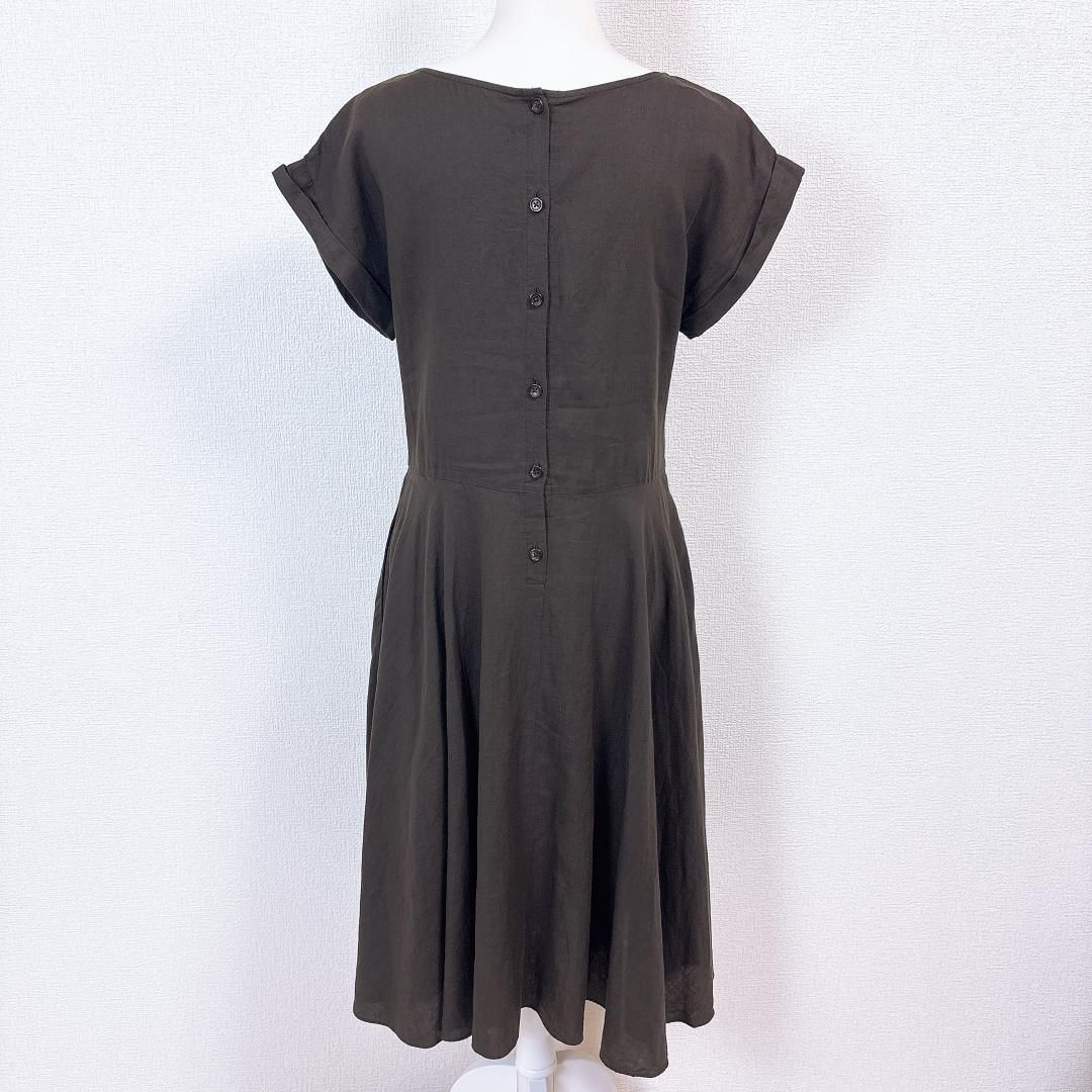 美品 MARGARET HOWELL 2 麻 半袖 ロングワンピース ブラウン - メルカリ