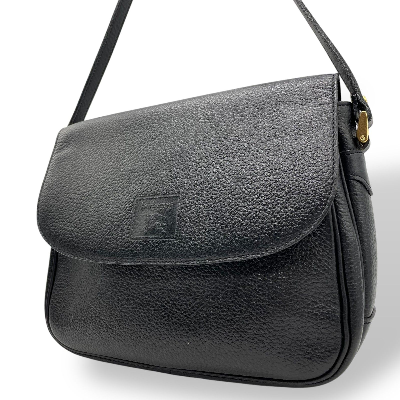 美品】Burberrys バーバリー ショルダーバッグ レザー 黒 斜め掛け可能 