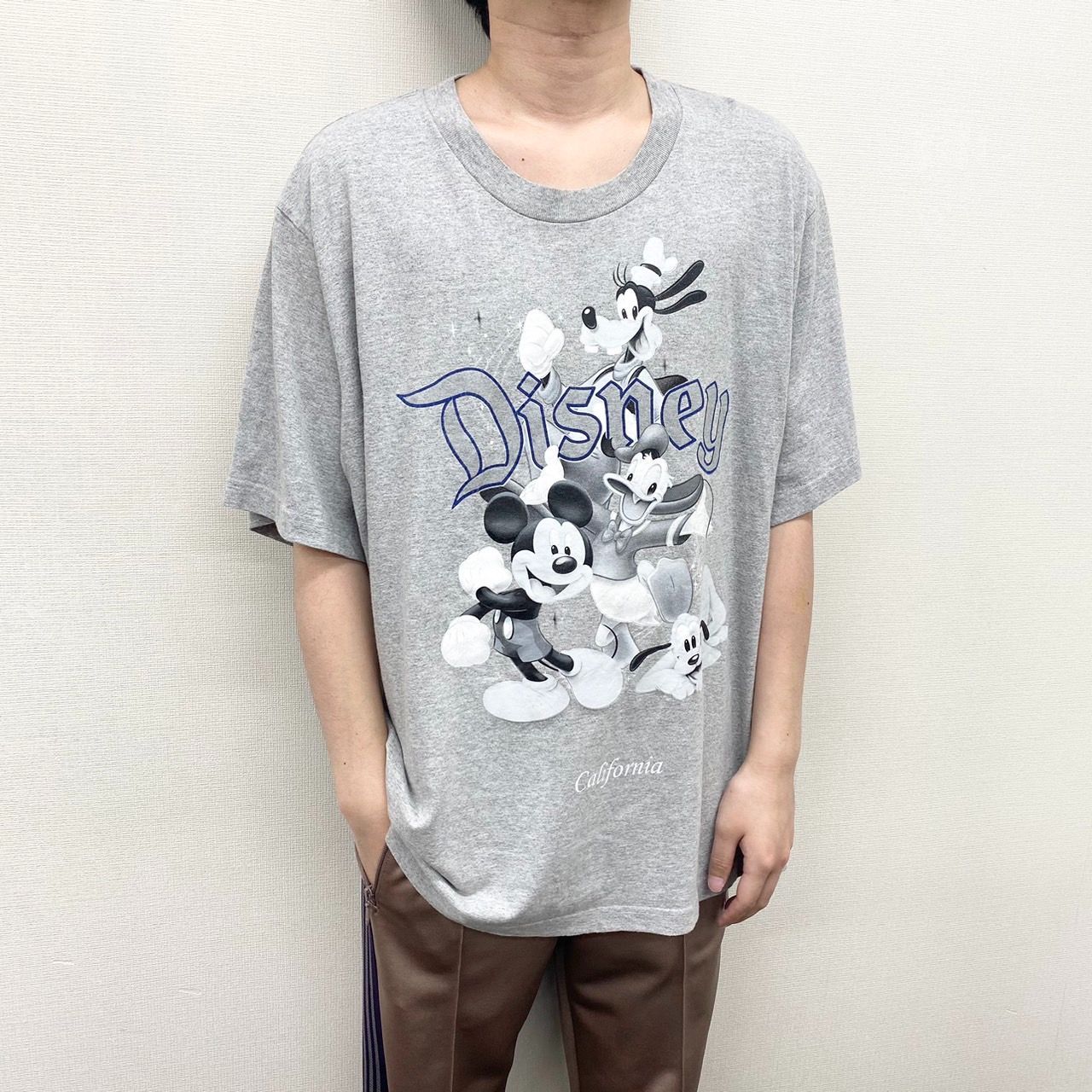 US古着 ディズニー キャラクター Tシャツ 半袖 モノクロ ミッキー 