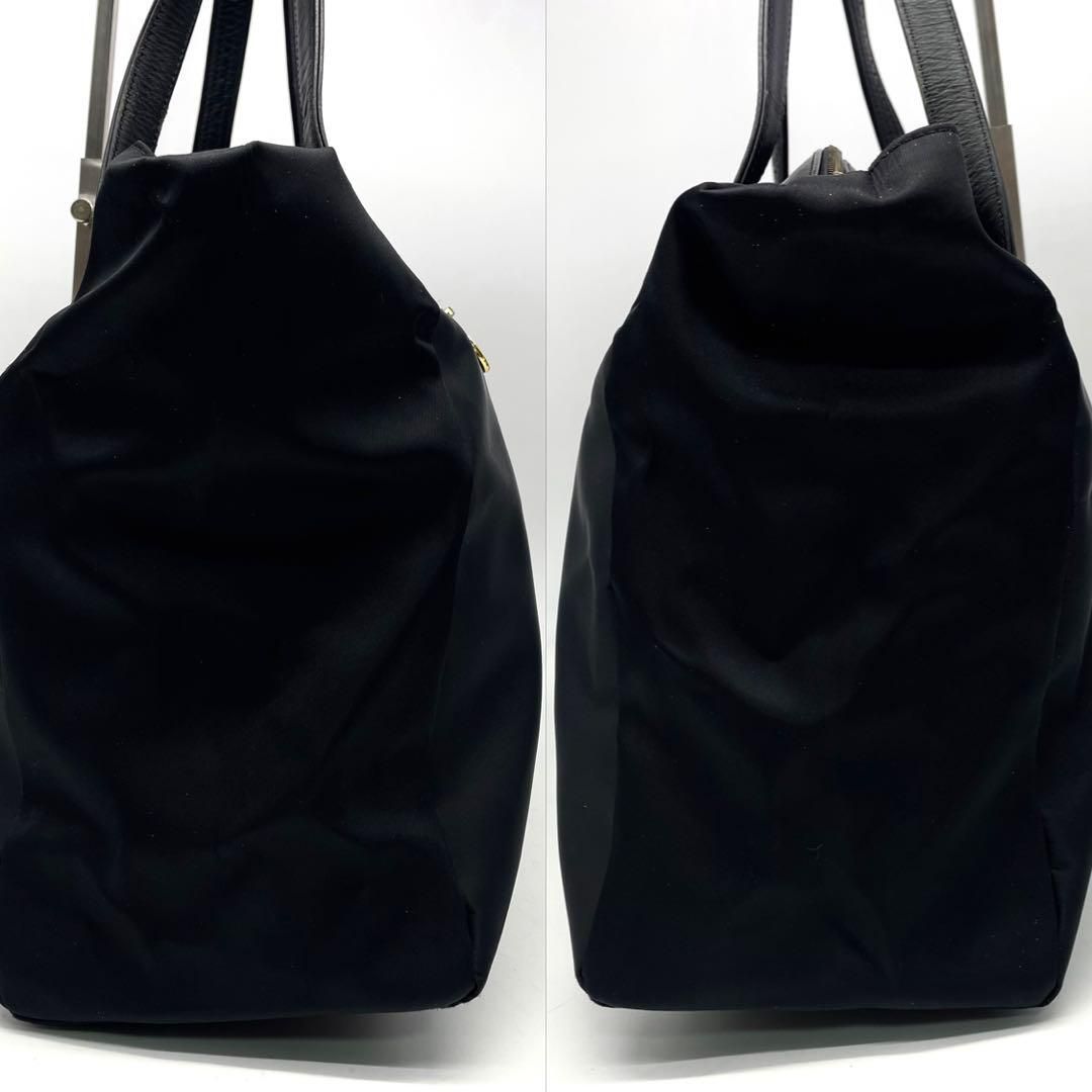 VERSACE サンバースト ナイロン レザー トートバッグ 肩掛け A4 黒色 VERSACE サンバースト ナイロン レザー トートバッグ 肩掛け A4 黒色