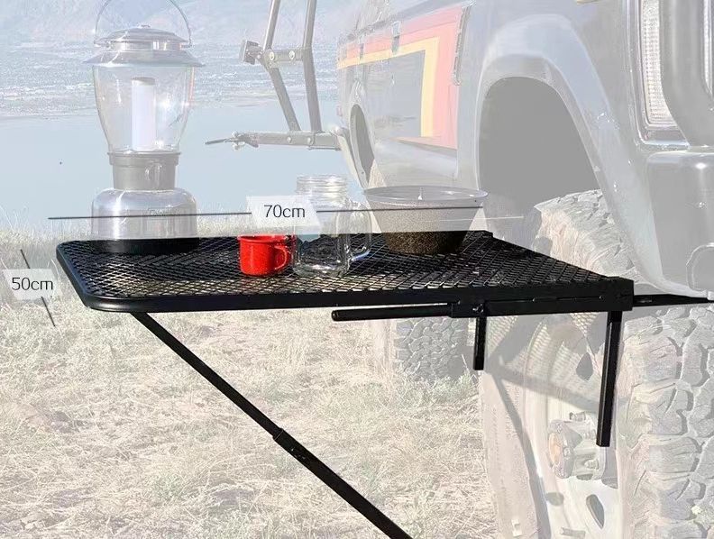 タイヤテーブル メッシュ テーブル キャンプ 車両整備 取り付け簡単 折り畳み式 テールゲート キャンプ 車旅行