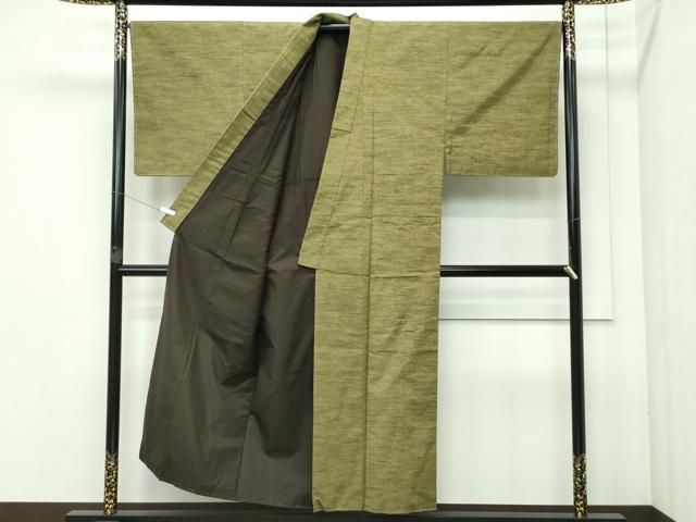 平和屋着物□極上 男性 紬 髭紬羽織セット 海松色 逸品 未使用