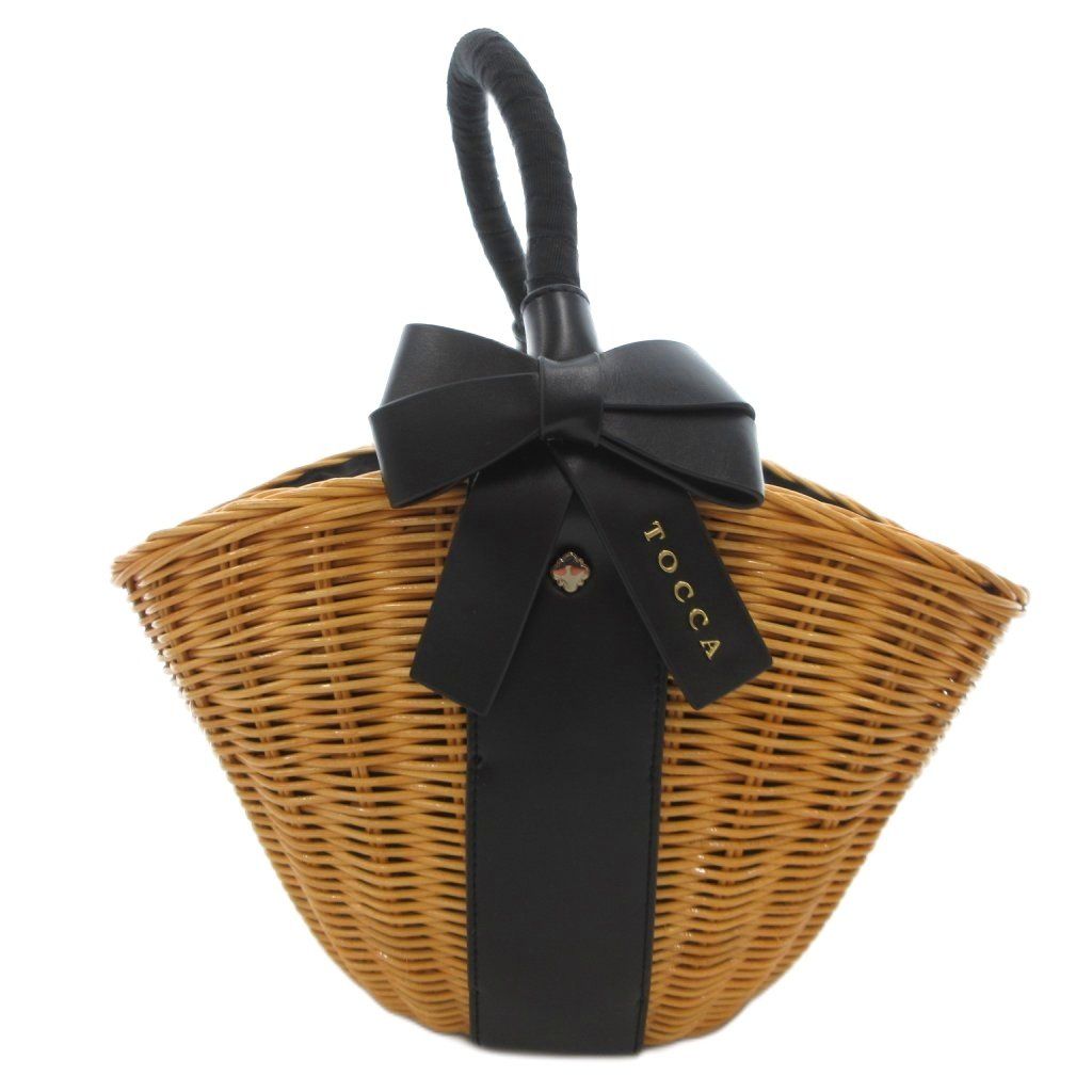 トッカ TOCCA カゴバッグ バスケット レザーリボン 茶 ブラウン 黒 ブラック JS