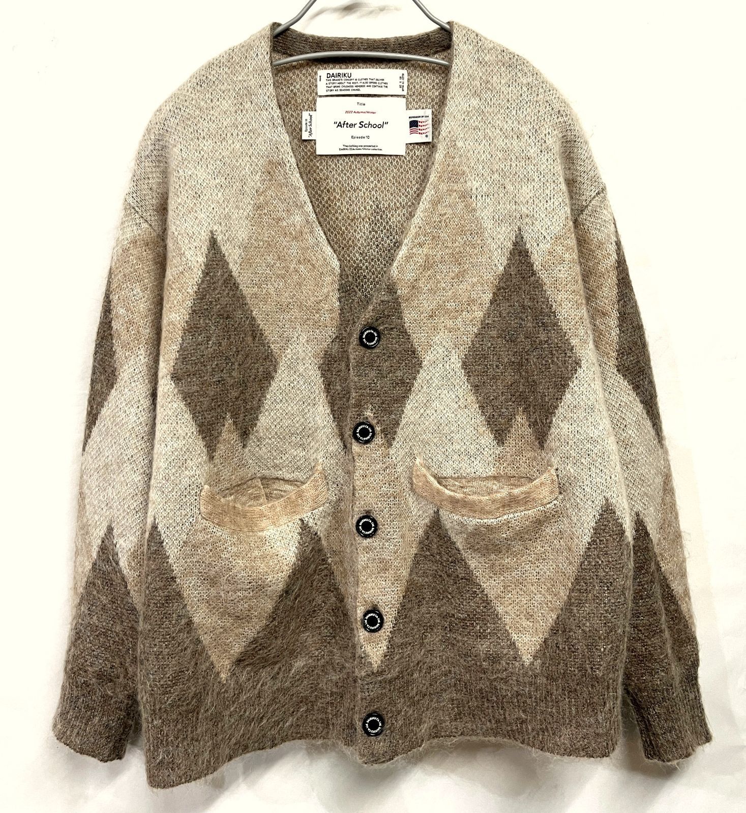 DAIRIKU Mohair Argyle Knit Cardigan