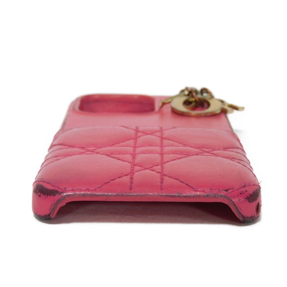 Dior - Dior ディオール LADY DIOR iPhone 13 PRO ケース ロゴチャーム ステッチ ラムスキン カナージュ ピンク スマホケース S0959ONMJ Dior ディオール LADY DIOR iPhone 13 PRO ケース ロゴチャーム