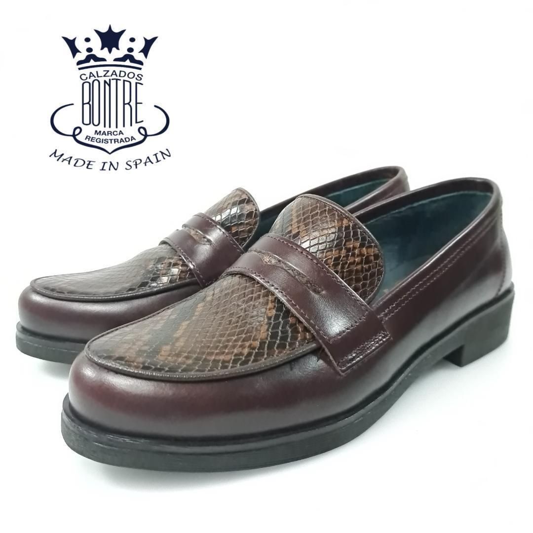 新品 ボントレ BONTRE コインローファー パイソン ブラウン EU35 スペイン製 hws00750