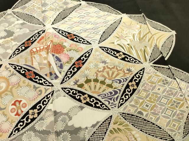 作家物 付下げ 裄67 刺繍の御所車 暈しに金彩 着物 正絹 RK-5417 平和屋着物□豪華黒留袖 駒刺繍 文箱御所車花文 暈し染め 金彩
