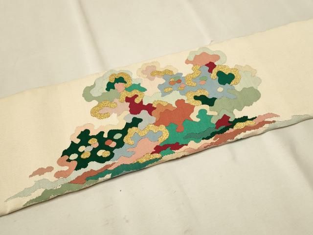 平和屋着物●爪掻き本綴れ　つけ帯　桐　金糸　正絹　逸品　CABE8586hy 平和屋着物○爪掻き本綴れ つけ帯 草木文 金銀糸 正絹 逸品 CAAU9286hy