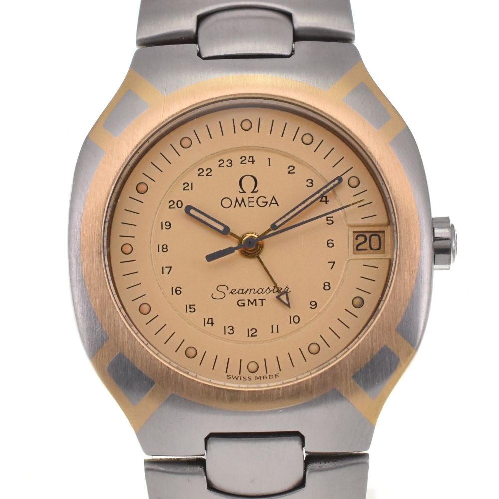オメガ OMEGA シーマスター ポラリス GMT デイト SS/K18YG クォーツ メンズ美品 M#137658