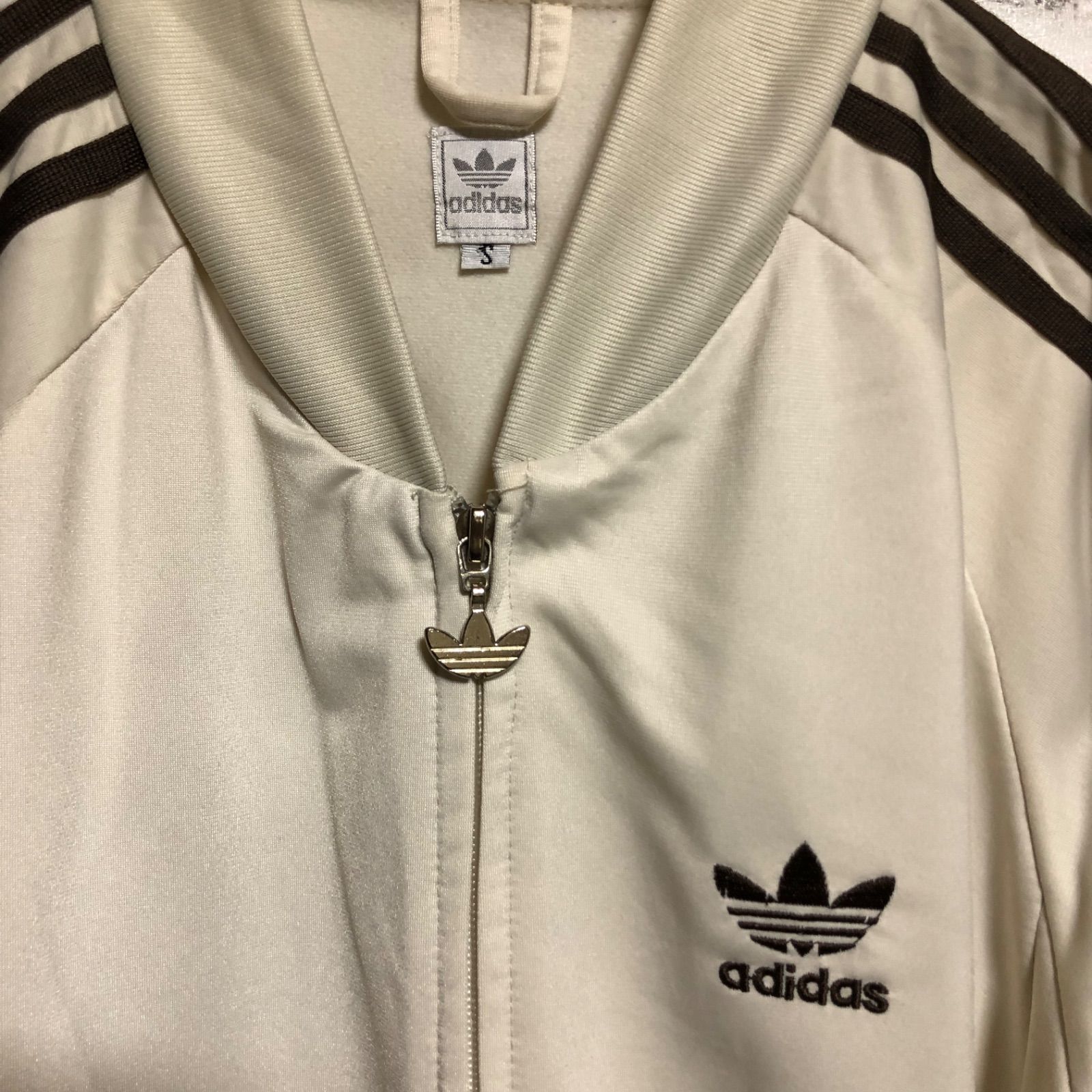 90s adidas トラックジャケット 刺繍ロゴ ブラウン ベージュ Vintage 