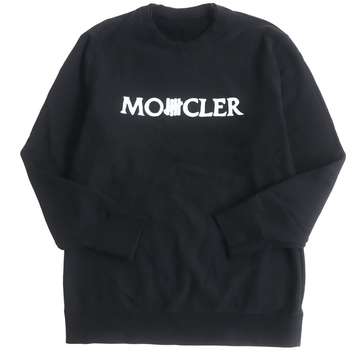 良品□21AW MONCLER GENIUS 2×UNDEFEATED MAGLIA GIROCOLLO 裏起毛 クルーネック 長袖  ロゴスウェットシャツ/トレーナー 黒 L 正規品