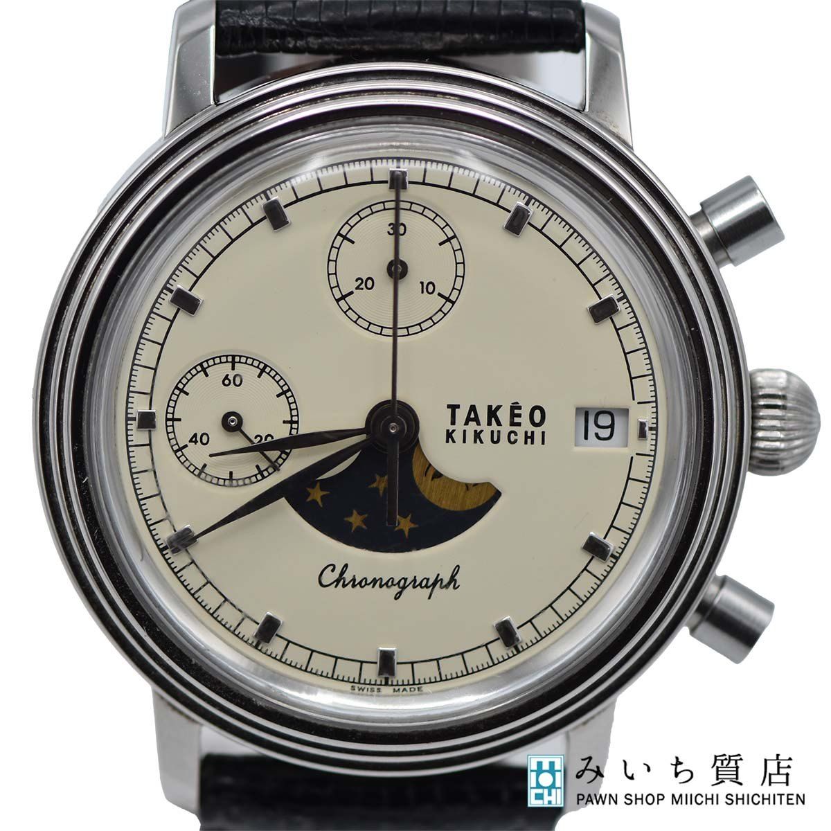 腕時計 稼働 TAKEO KIKUCHI タケオキクチ TKM-2055 フォーチュン 手巻き 白色文字盤 箱有 25k521-1
