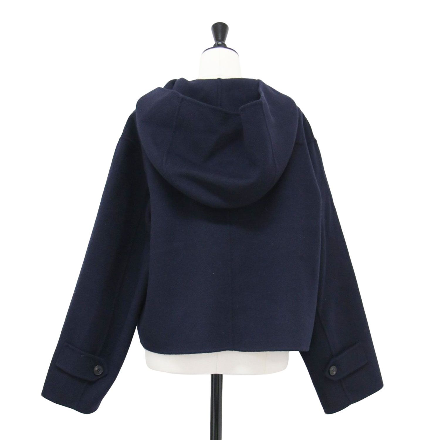 Weekend Max Mara ウィークエンド マックスマーラ コート ネイビー 紺 サイズ 40 M フード付き ショート ダッフルコート クロップド丈 ワイド ウール アウター ジャケット ブルゾン 上着 レディース