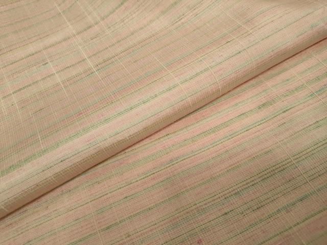 平和屋着物○紅花紬 米沢 紅百彩 霞文 小田急百貨店扱い 反端付き 正絹