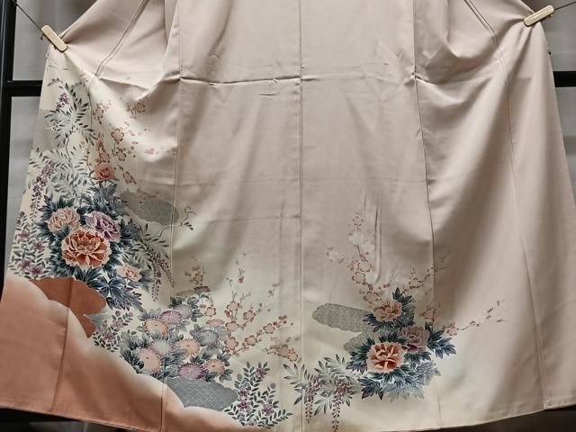 平和屋着物□訪問着 刺繍 草花文 暈し染め 金彩 正絹 逸品 AAAX8589ma