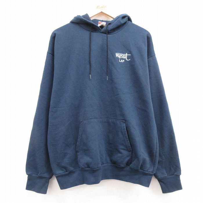 XL/古着 長袖 スウェット パーカー メンズ 90s nysut 紺 ネイビー 24may20 中古 スエット トレーナー トップス