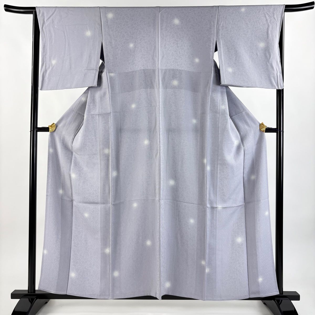 小紋 身丈159cm 裄丈66cm M 単衣 蛍ぼかし 地紋 薄紫 正絹 秀品