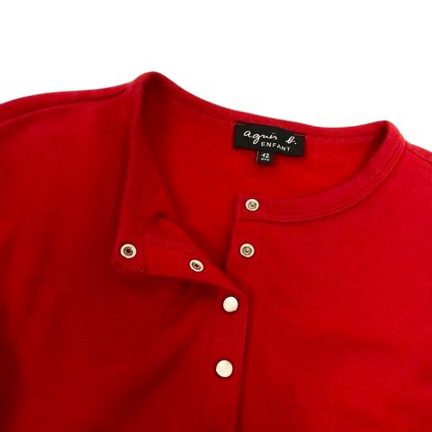 agnès b. レッド カーディガン 長袖 agnes b.｜コットン メルトン 長袖 カーディガンプレッション