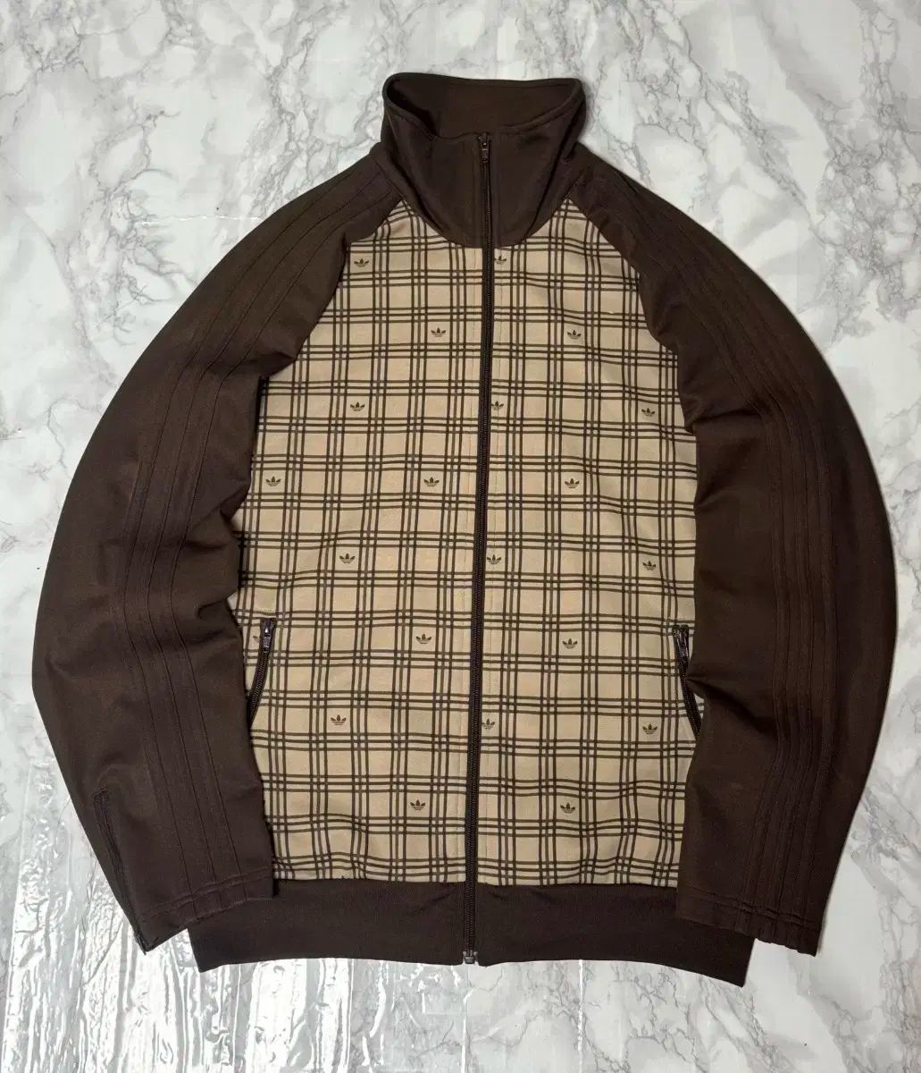 必須アイテム adidas 3本線 CHECK ブラウン トレーナー ジャージ ジャケット