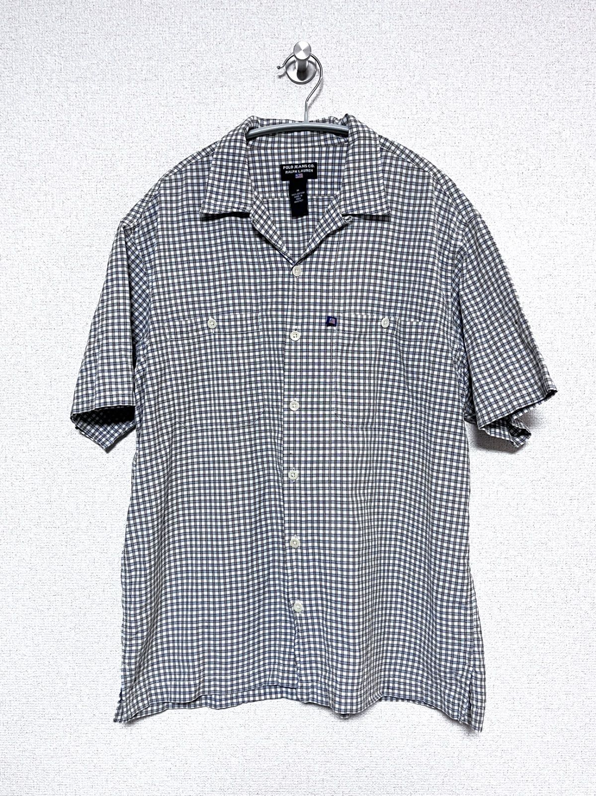 POLO JEANS CO.】90-00s S/S オープンカラーチェックシャツ M ポロ 